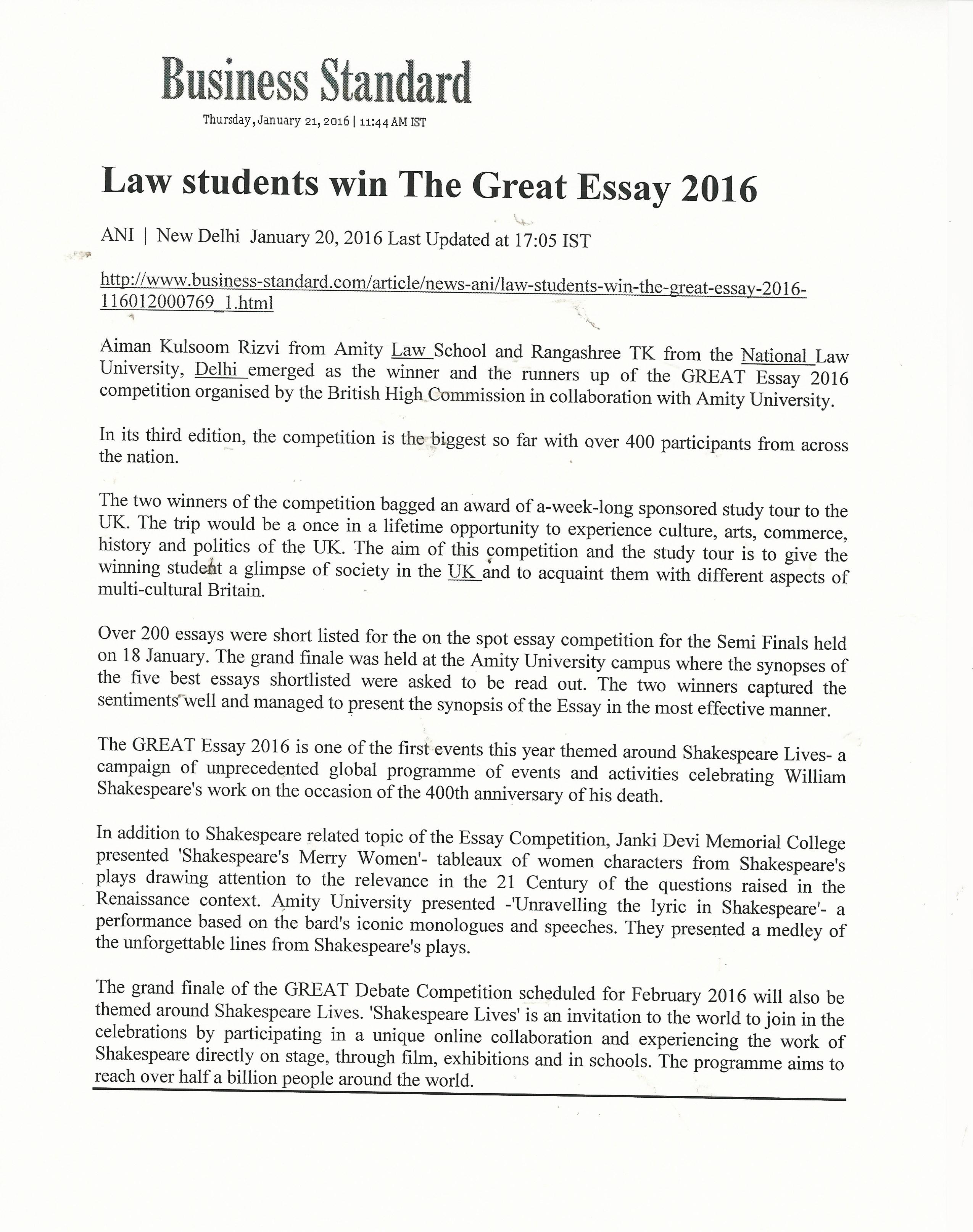 the great essay 2016 organised by british high commission in great essays online