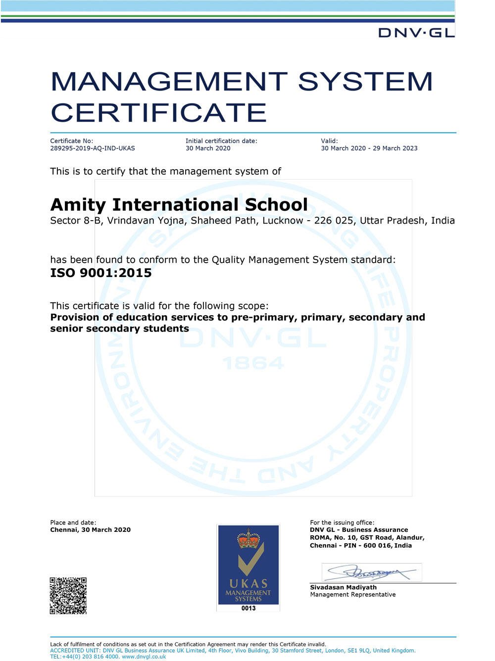 school affiliation certificate 