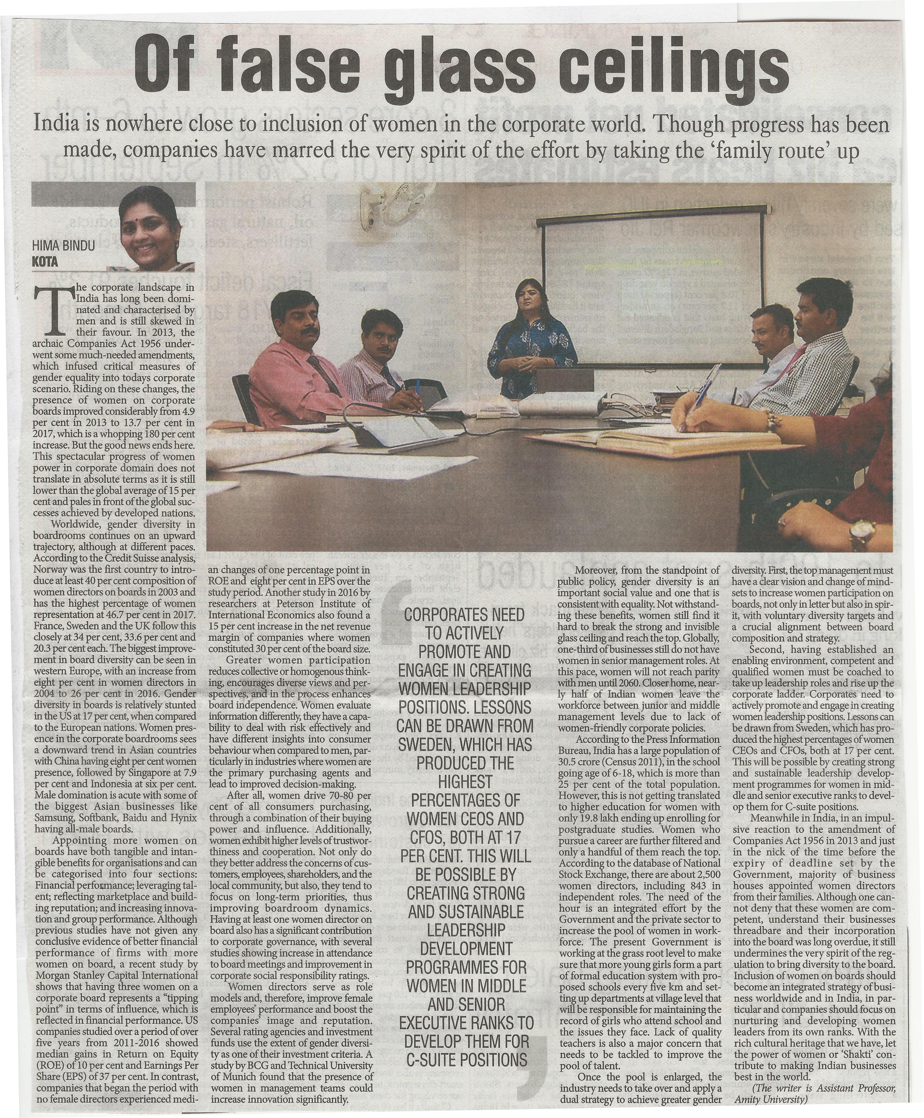 Of False Glass Ceiling Article By Ms Hima Binu Assistant