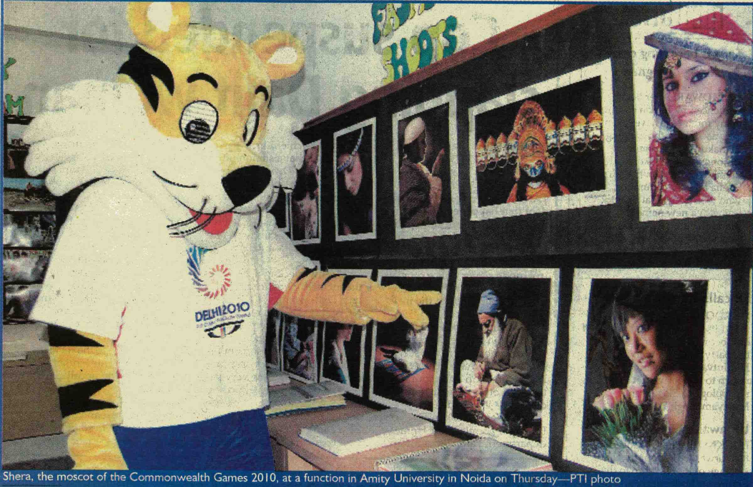 Shera, the mascot of the Commonwealth Games 2010, at a function in Amity  University in Noida Details