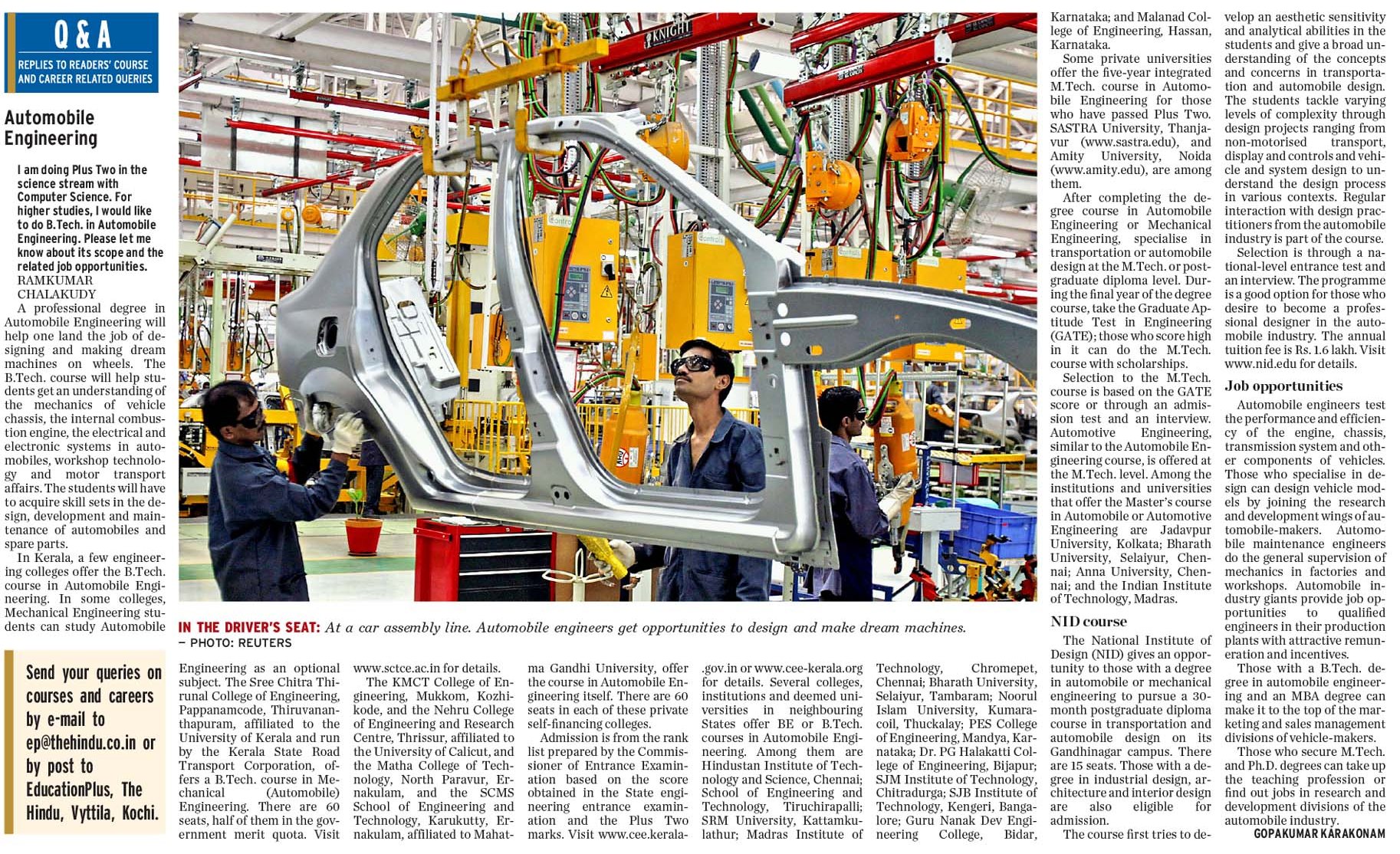 Career and job opportunities in Automobile Engineering Details