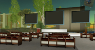 A view of the Amity Auditorium on Second Life.